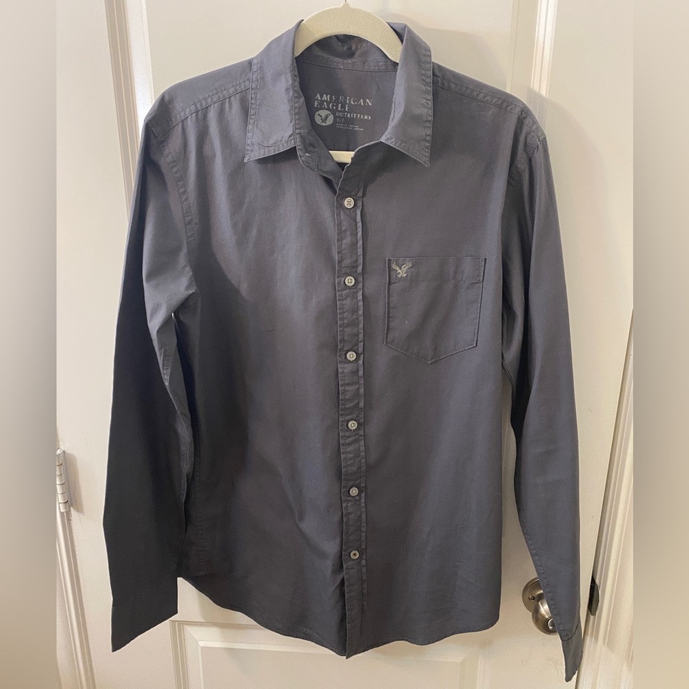 American Eagle Outfitters, S/P, Dark grey button-up shirt